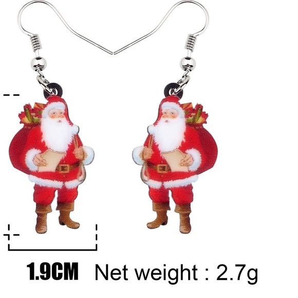 Christmas Santa Gift bag Acrylic earrings - Picture 4 of 5